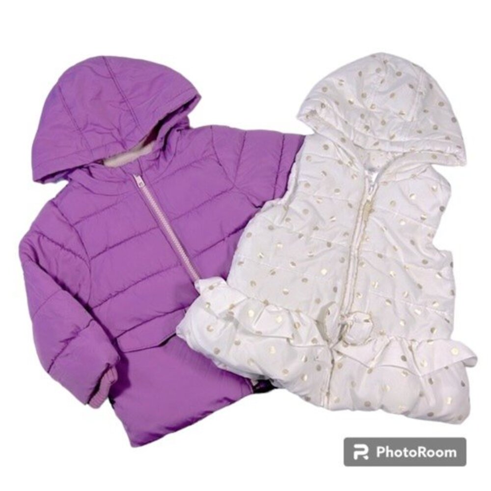 BUNDLE Hooded Puffer Winter Jacket & Vest Size 18 - 24  Months Girls’